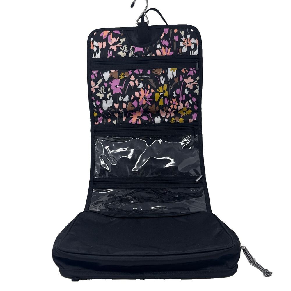 Vera Bradley Lighten Up Black Travel Folding Hanging Organizer Floral Interior